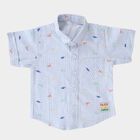 Infants Light Blue Cotton Half Sleeve Classic Casual Shirt, White, small image number null
