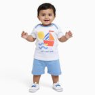 Infants' White Cotton Raglan Neck Boat Print Baba Suit, मध्यम नीला, small image number null
