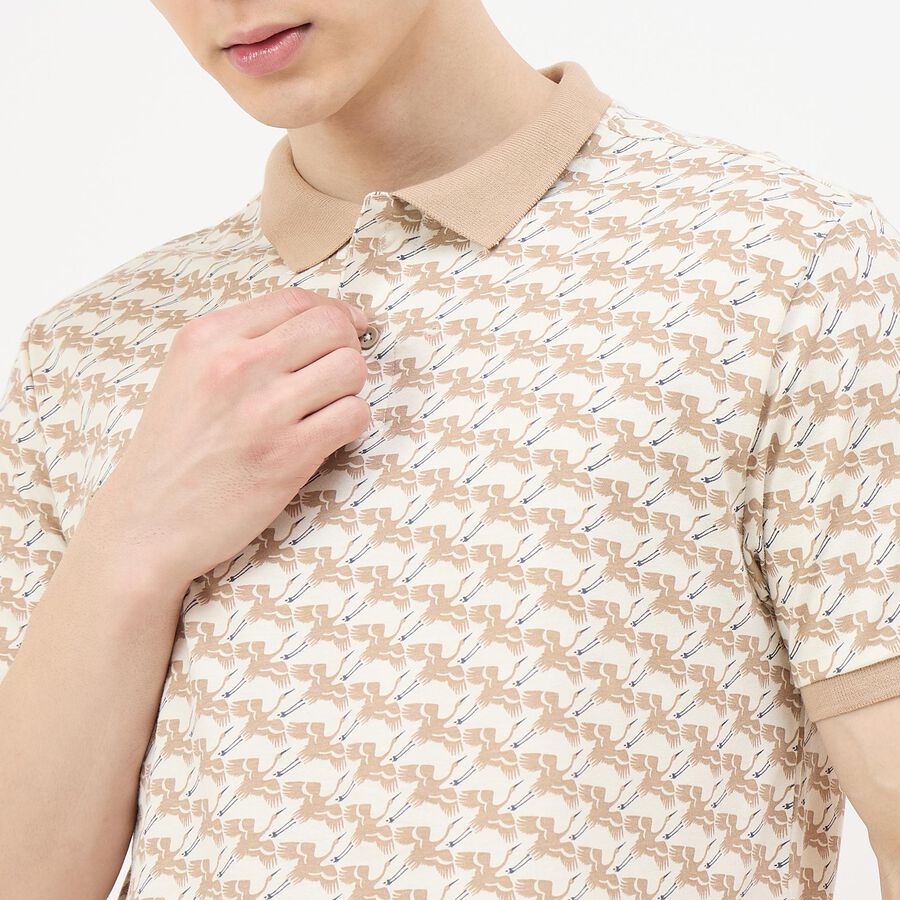 Men's Brown 100% Cotton Polo Collar Preppy T-Shirt, Brown, large