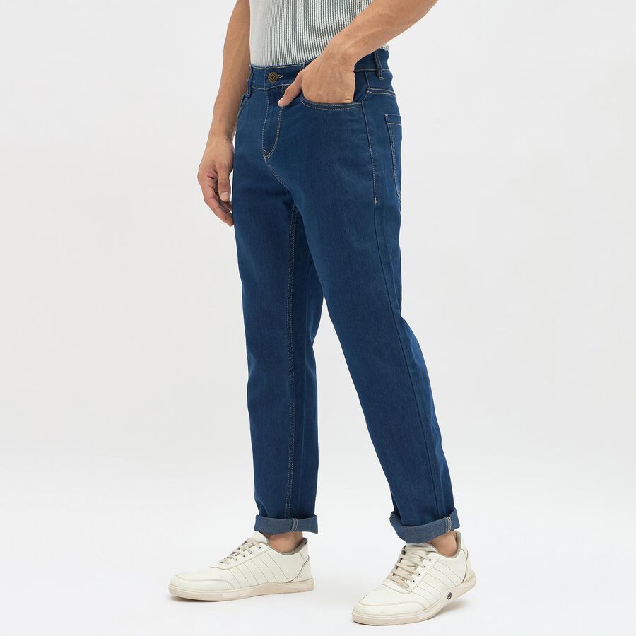 Men's Deep Blue Slim Fit Jeans, Dark Blue, large image number null