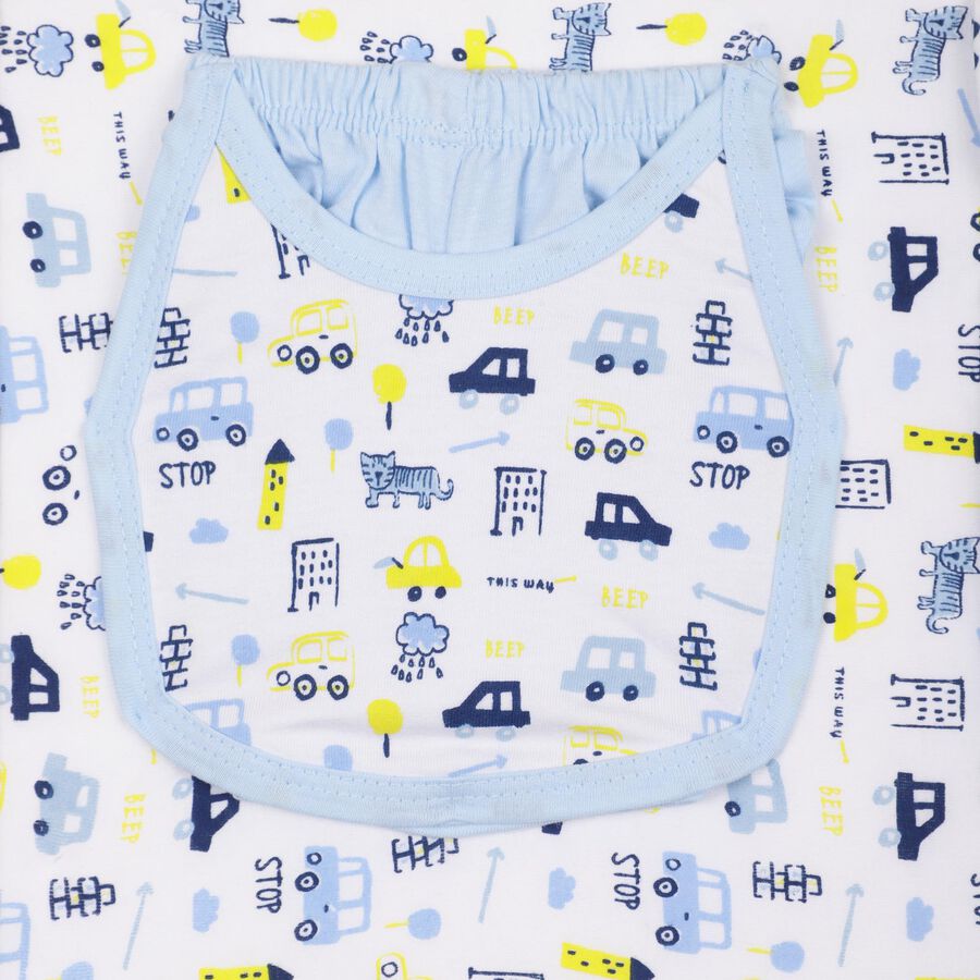 Infants' Cotton Gift Set 5 Pc&nbsp;Gift&nbsp;Set&nbsp;(Top, Shorts, Sheet, Cap, Bib), Light Blue, large
