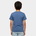 Boys' Navy Blue Round Neck Graphic Printed T-Shirt, Mid Blue, small