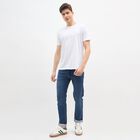 Men's Snow White Round Neck Casual T-Shirt, White, small