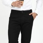 Men's Black Slim Fit Chino Trousers, काला, small