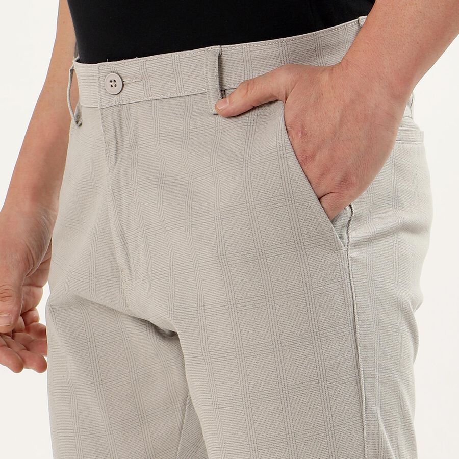 Men's Cross Pocket Slim Fit Casual Trousers, Light Grey, large image number null