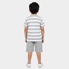 Boys Grey Mandarin Collar Striped Baba Suit, Light Grey, small