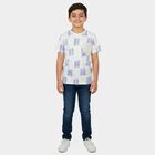 Boys Navy Blue Cotton Round Neck Casual T-Shirt, Mid Blue, small