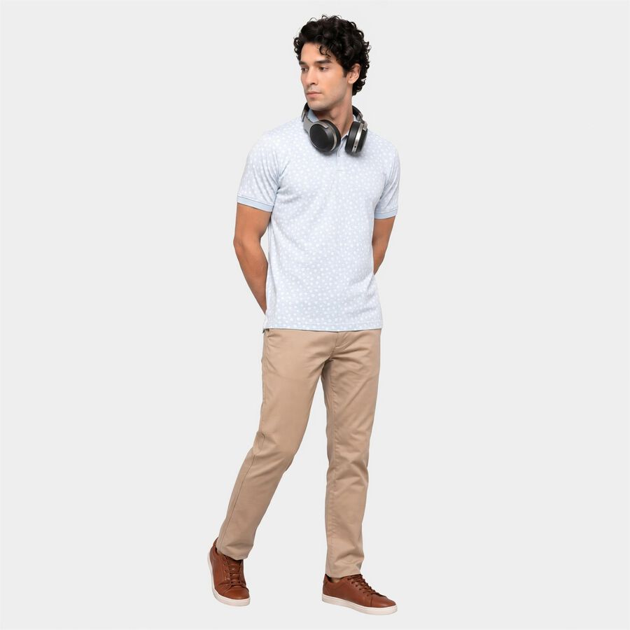 Men's Light Blue Cotton Polo Neck Printed T-Shirt, Light Blue, large