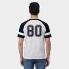 Men's Navy Blue Round Neck Graphic Printed T-Shirt, Dark Blue, small