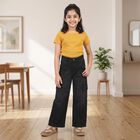 Girls' Black Relaxed Fit Cargo Jeans, Black, small