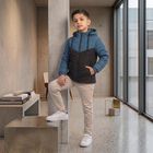Boys Blue Hooded Puffer Jacket, Teal Blue, small