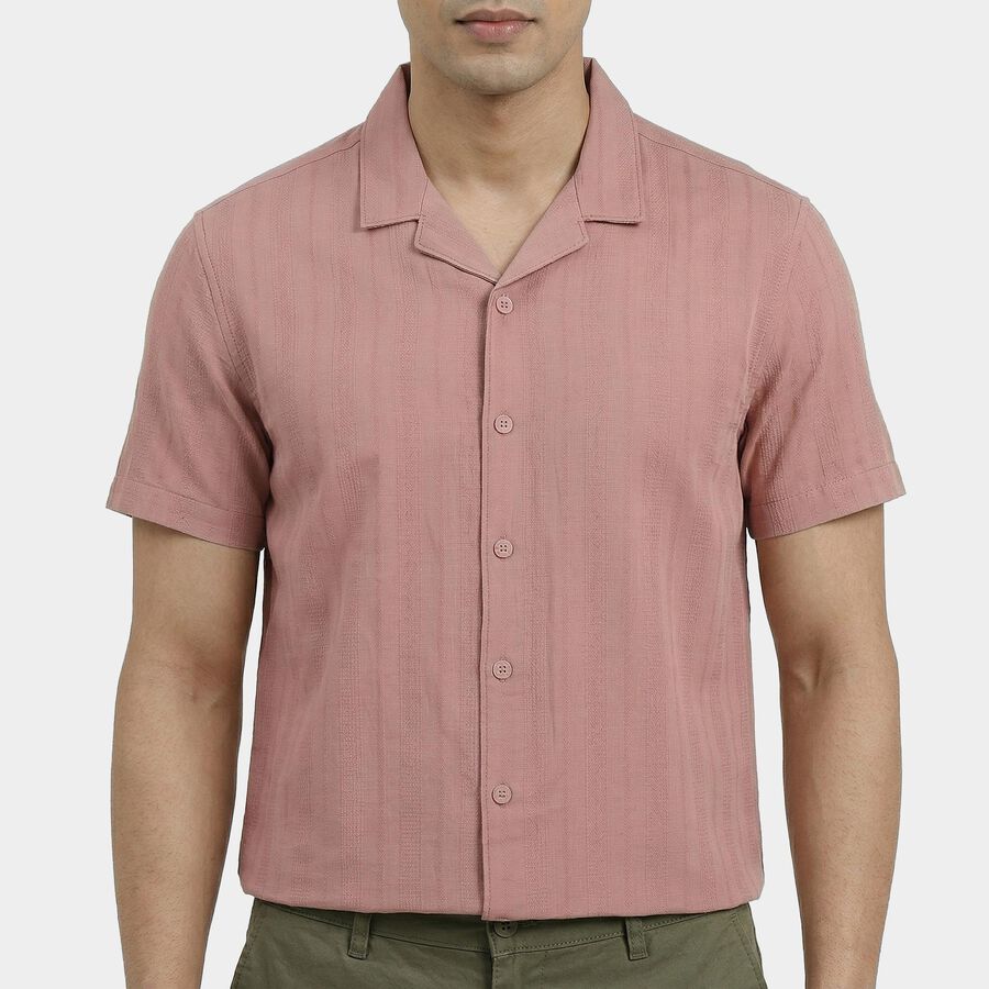 Men's Pink Cotton Classic Casual Shirt, Pink, large