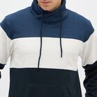 Men's Navy Blue and White High Neck Casual Sweatshirt, Light Blue, small image number null