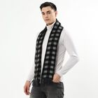 Men's Dark Charcoal Black and Muted Grey Checkered Muffler, Dark Grey, small image number null