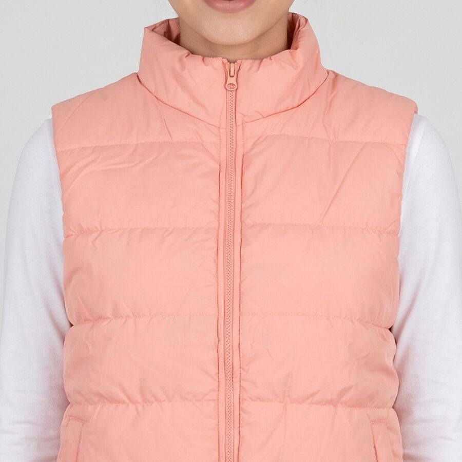 Women's Light Pink High Neck Puffer Jacket, Light Pink, large
