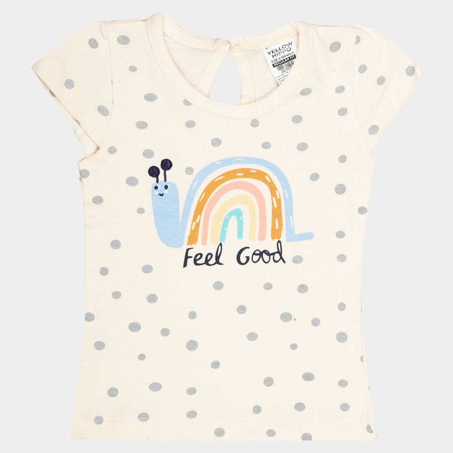 Infants Cotton Printed T-Shirt, Off White, large image number null