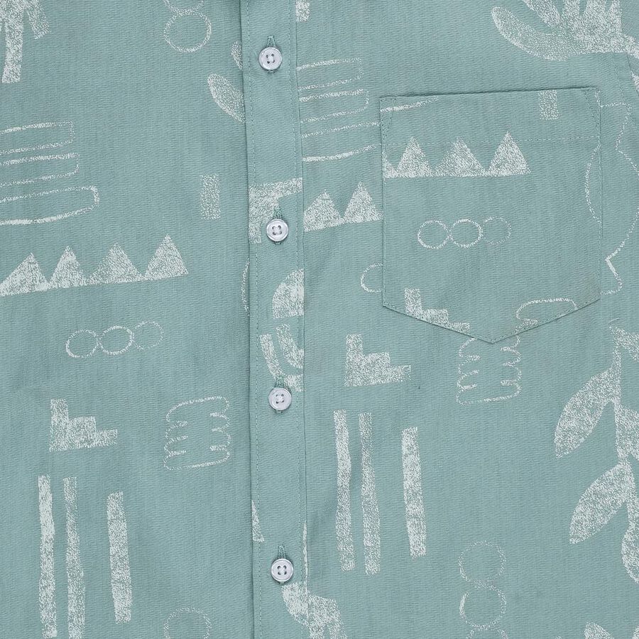 Boys' Light Green Cotton Classic Collar Casual Shirt, Light Green, large