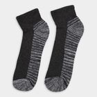 Men's Jet Black and Steel Blue Regular Fit Striped Ankle-Length Socks Pack of 3, मध्यम नीला, small image number null