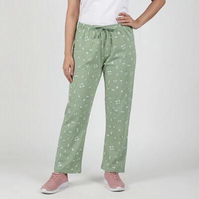 Women's Light Green Relaxed Fit Cotton Blend Pyjama