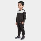 Boys' Charcoal Round Neck Colorblock Baba Suit, चारकोल, small