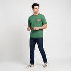 Men's Green Round Neck Graphic Print T-Shirt, हल्का हरा, small