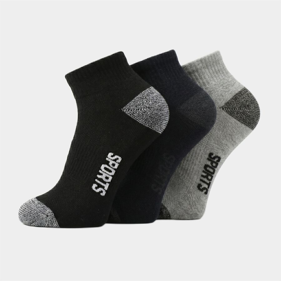 Men's Ankle Length Pack of 3 Socks ( Grey, Charcoal Black ), Charcoal, large