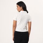 Women's White Polo Neck Solid Polo T-Shirt, सफ़ेद, small