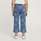 Girls' Medium Denim Blue Wide Leg Floral Printed Jeans, Light Blue, small image number null