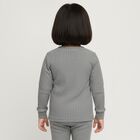 Girls Muted Grey Round Neck Thermal, Melange Mid Grey, small image number null