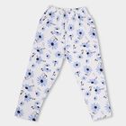 Girls' White Floral Printed Regular-Fit Cotton Blend Pyjama, White, small image number null