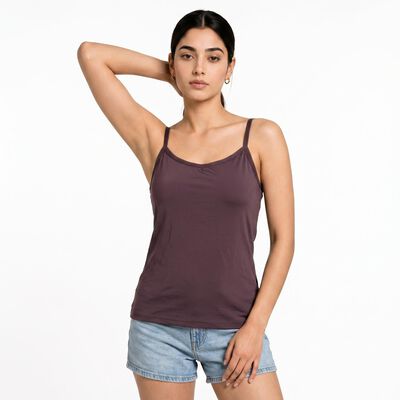 Women's Purple Scoop Neck Camisole Slip