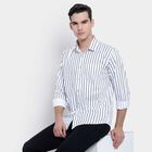 Cotton Stripes Casual Shirt, White, small image number null