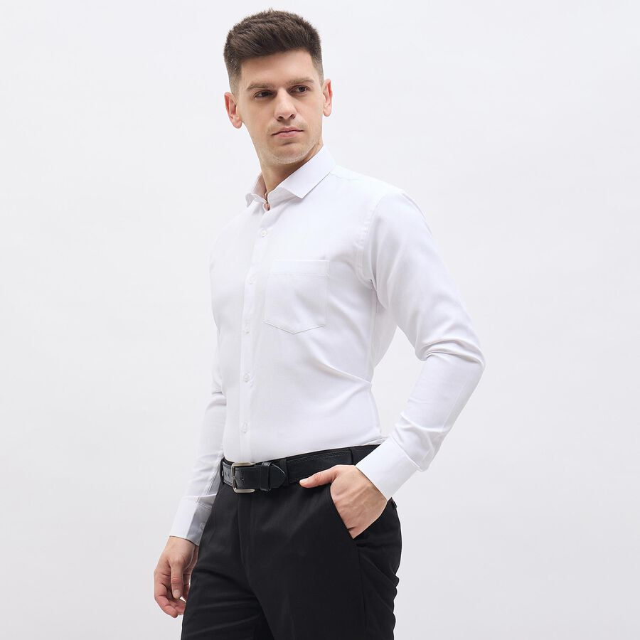 Men's White Cotton Slim Fit Formal Shirt, सफ़ेद, large image number null