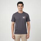 Men's Blue Cotton Round Neck Casual T-Shirt, Mid Blue, small