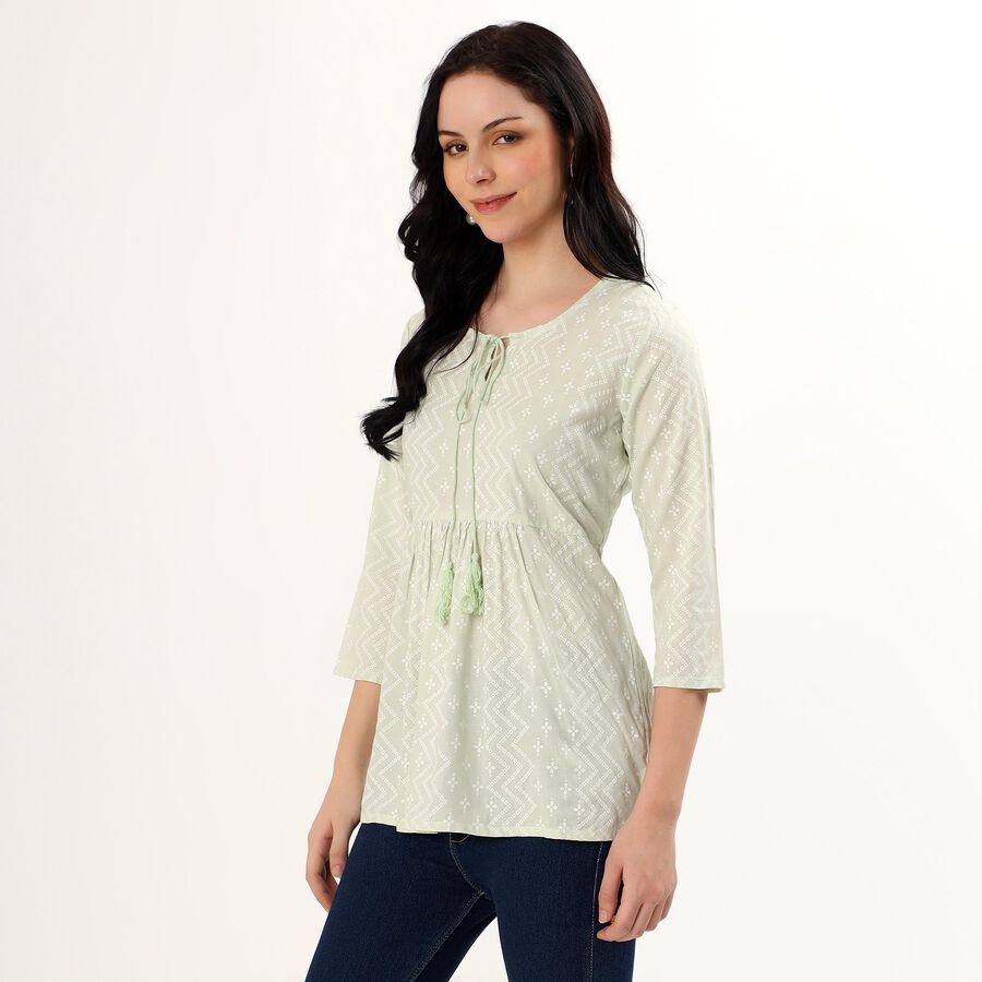 Women's Light Sage Green Round Neck Printed Kurti, Light Green, large image number null