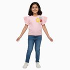 Girls Bright Pink Round Neck Casual T-Shirt, Pink, small