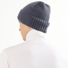 Men's Dark Charcoal Grey Knitted Beanie Cap, मिश्रित मध्यम ग्रे, small