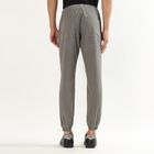 Men's Muted Charcoal Black Slim Fit Printed Jogger Trousers, Light Grey, small image number null