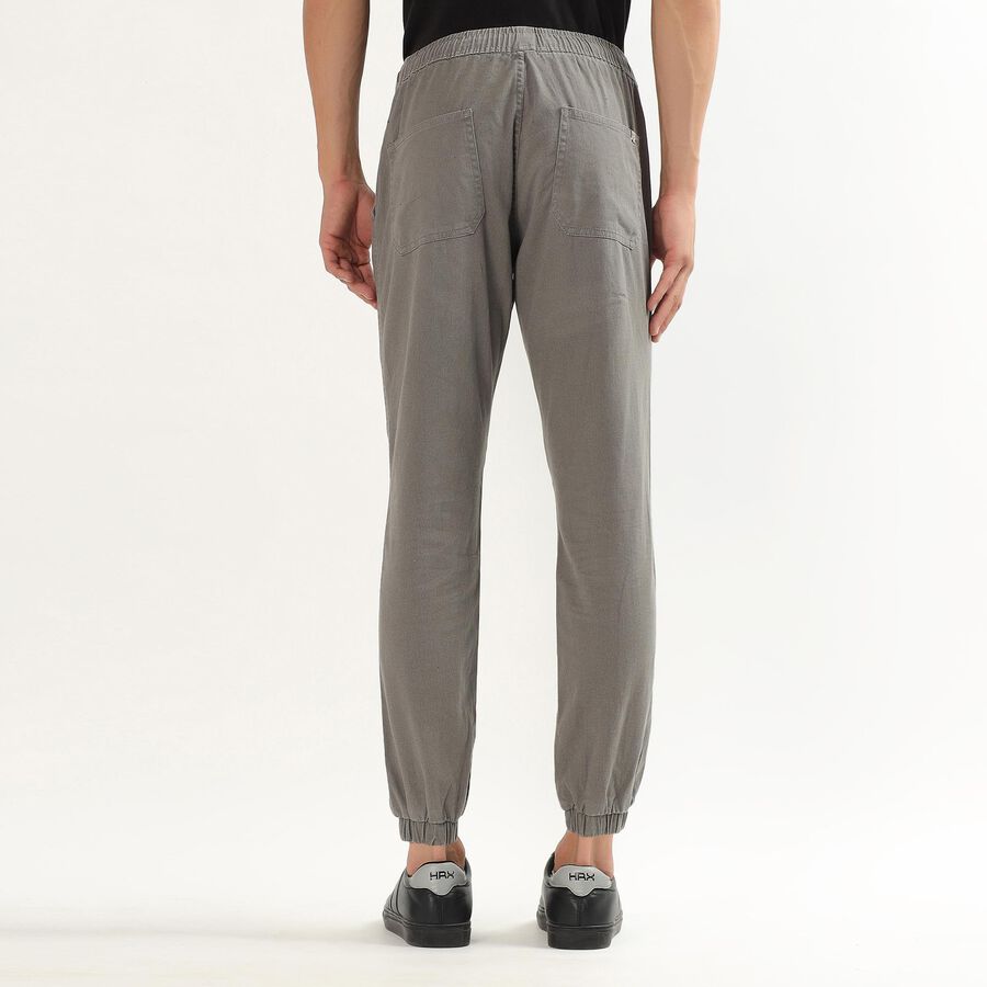 Men's Muted Charcoal Black Slim Fit Printed Jogger Trousers, Light Grey, large image number null