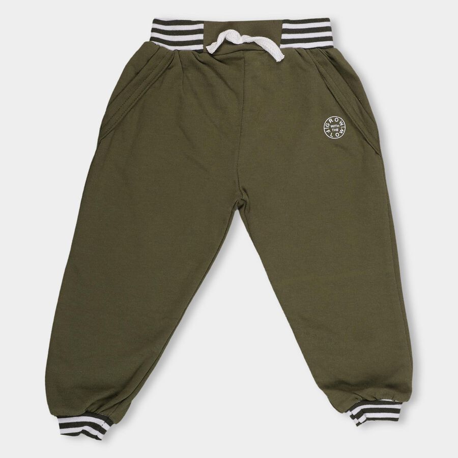 Infants' Olive Jogger Fit Rib Waist Pyjama, ओलिव, large image number null