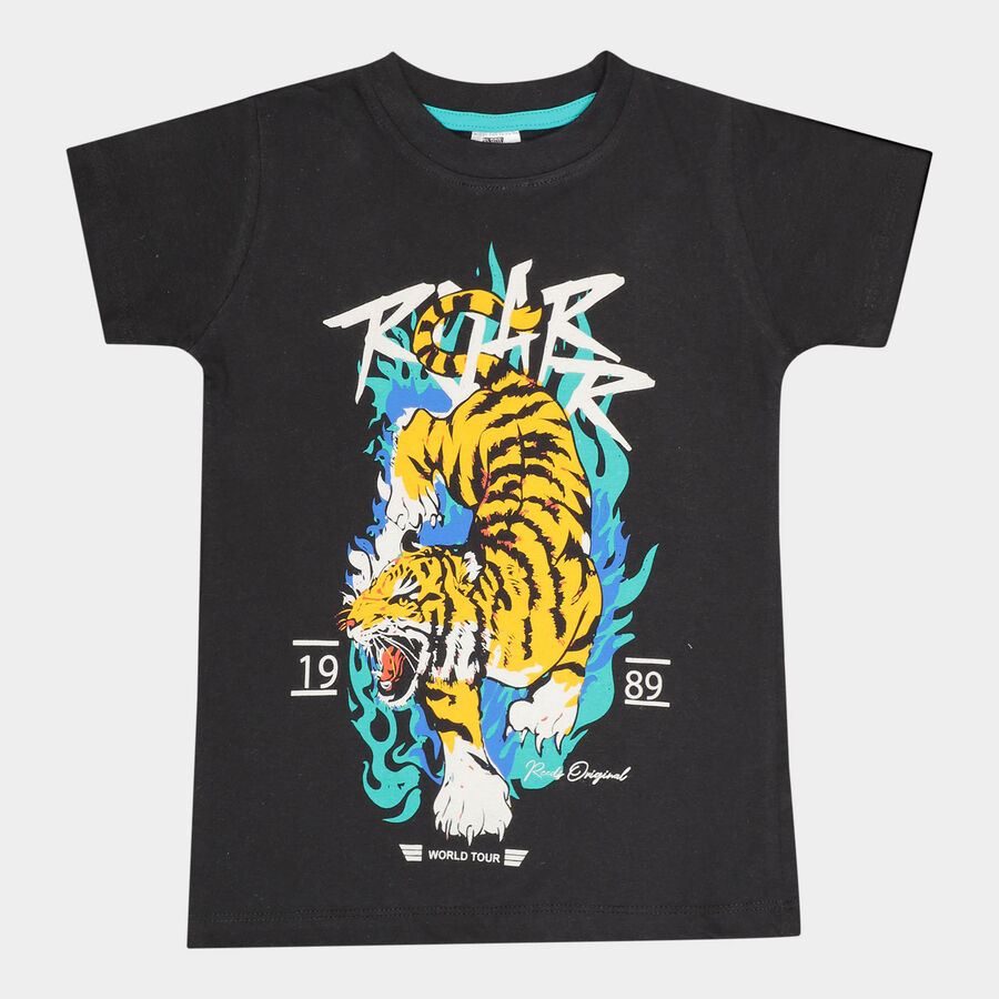 Boys Cotton T-Shirt, Black, large image number null