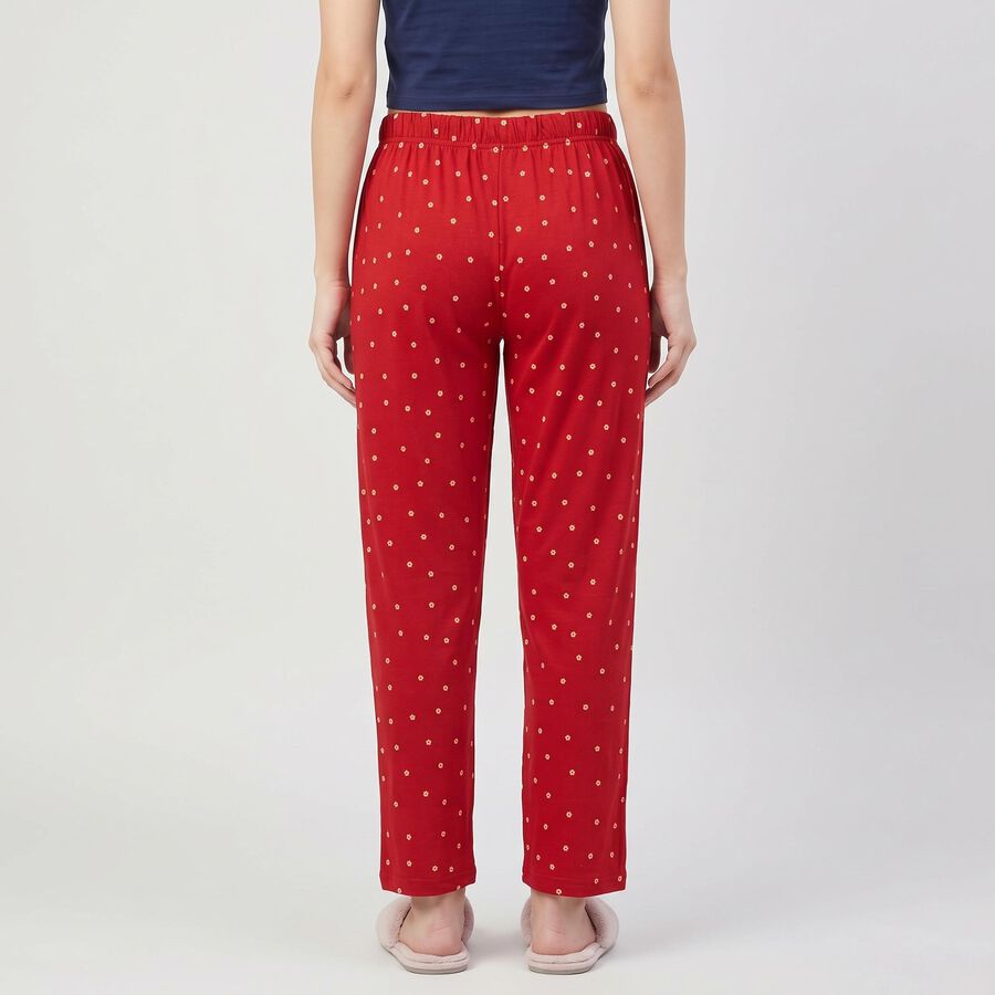 Women's Maroon Straight-Fit Floral Printed Pyjama, मरून, large