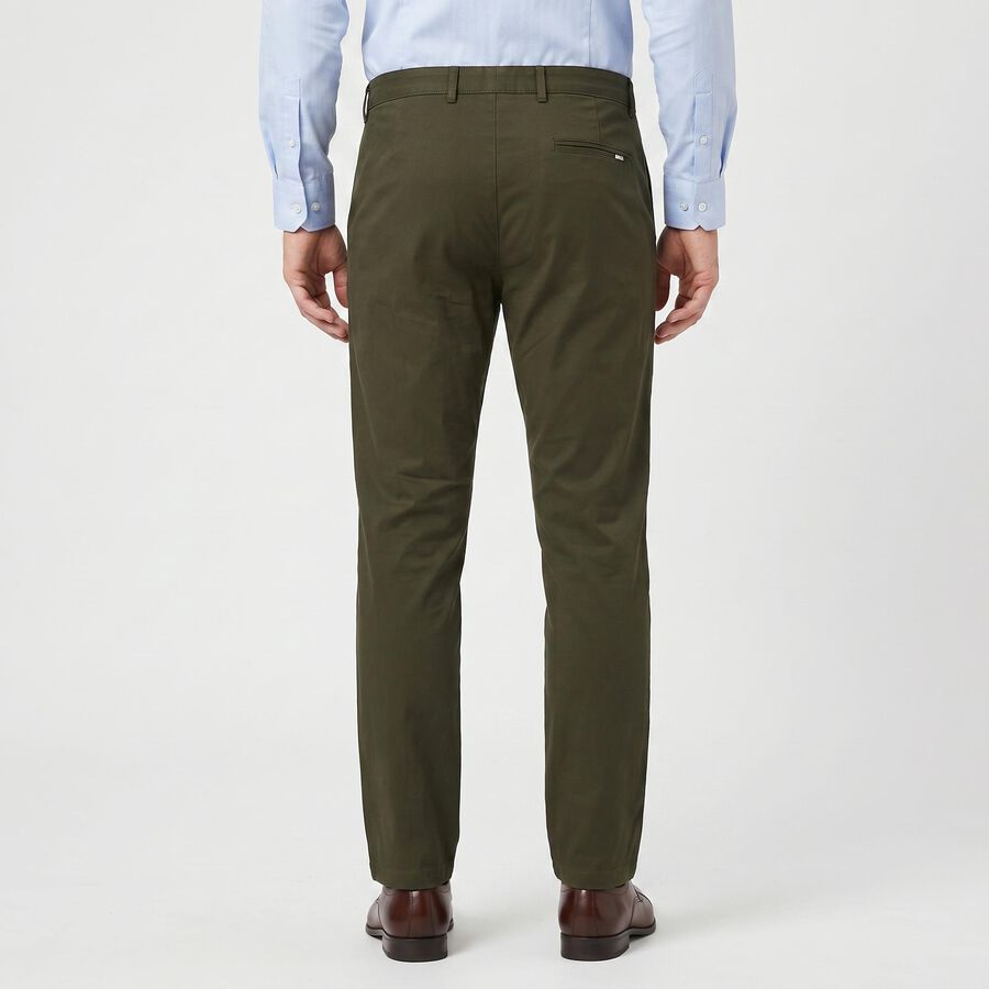 Men's Olive Green Slim Fit Chino Trousers, ओलिव, large