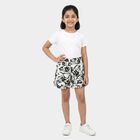 Girls' Black Regular Fit Floral Print Shorts, काला, small