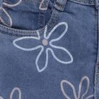 Girls' Medium Denim Blue Wide Leg Floral Printed Jeans, Light Blue, small image number null