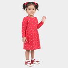 Girls' Fuchsia Fit and Flare Printed Frock, Fuchsia, small
