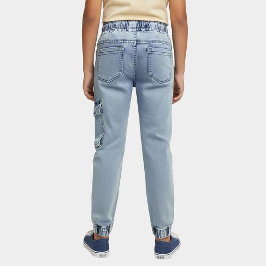 Boys Light Blue Jogger Fit Cargo Jeans, हल्का नीला, large image number null