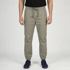 Men's Grey Slim Fit Casual Trousers, Light Grey, small