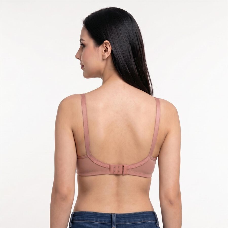Women's Brown Cotton Blend Regular Bralette Bra, भूरा, large