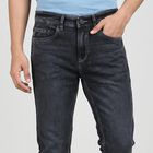 Men's Dark Grey Slim Fit Faded Jeans, Dark Grey, small